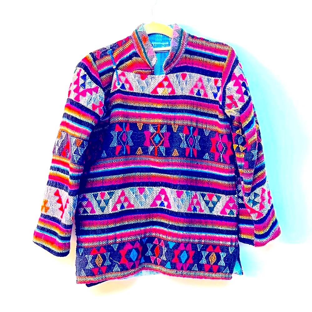 Vintage Woven Embroidered Multicolor Wool Jacket Size Medium